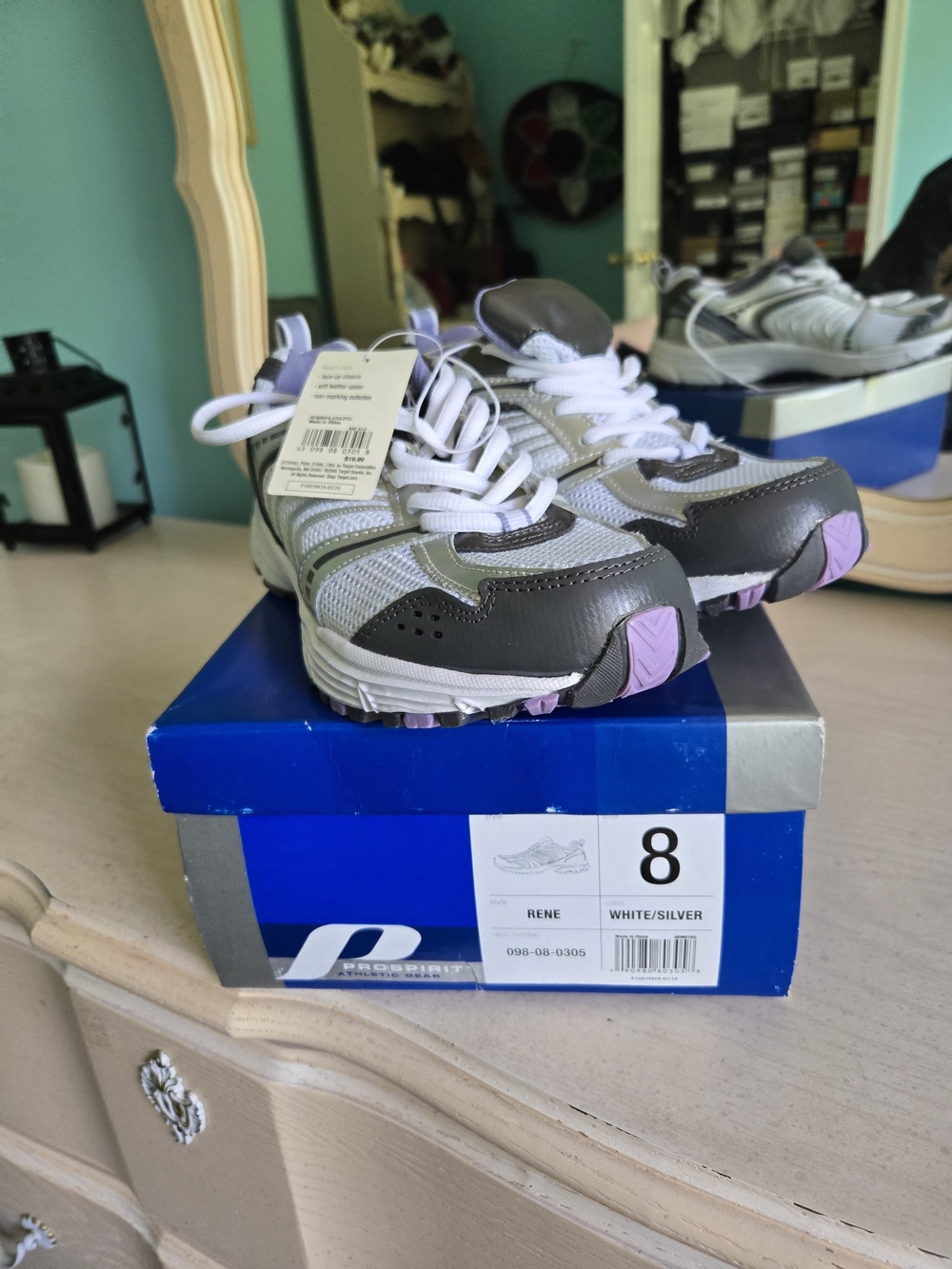Prospirit White, Silver And Purple Sneakers